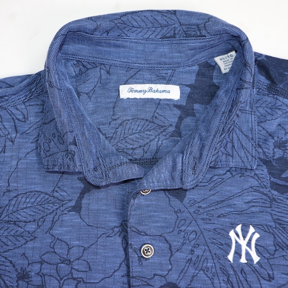 Tommy Bahama Mens New York Yankees Blue Floral Polo Shirt XL 231-ST226192BR